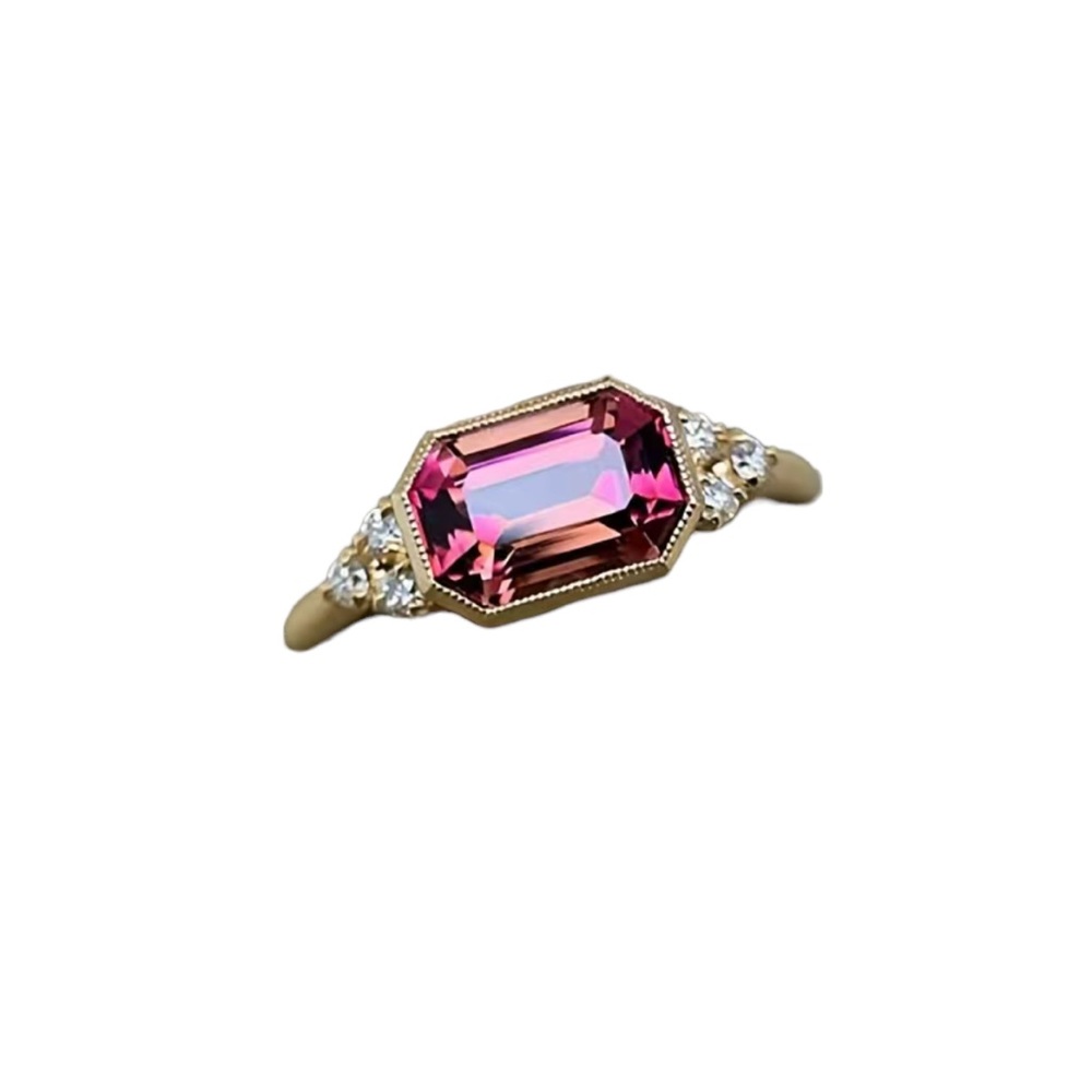 Minimalist Electroplated Gold Ring with Ruby Stone